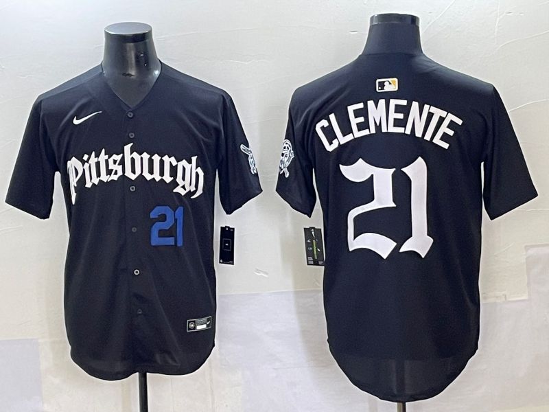 Men 2025 Pittsburgh Pirates #21 Clemente Black Five generations Joint Name Nike MLB Jersey style 7->pittsburgh pirates->MLB Jersey